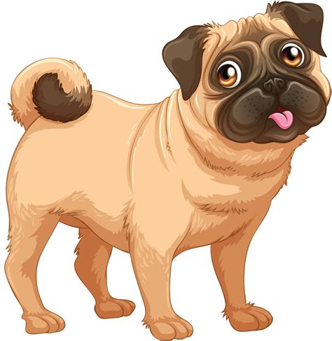 Funny pug flat stickers collection. . Clip art pug